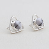 Dendritic Opal Silver Studs Earrings