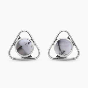 Dendritic Opal Silver Studs Earrings