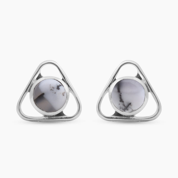 Dendritic Opal Silver Studs Earrings