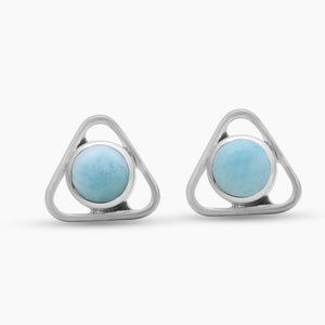 Larimar Silver Studs Earrings