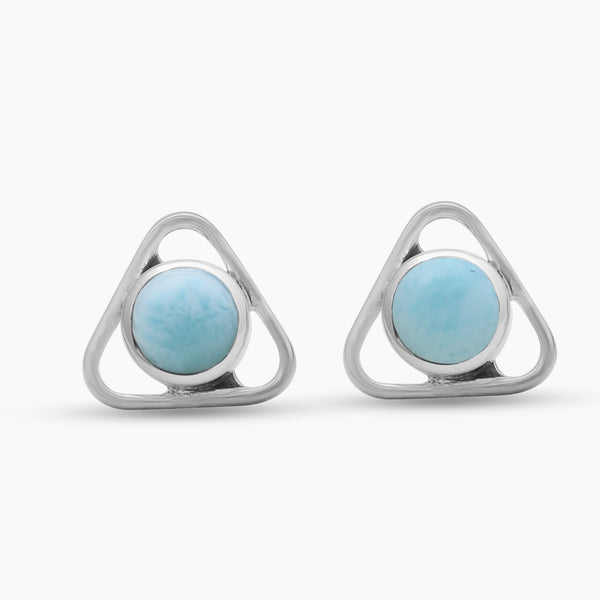 Larimar Silver Studs Earrings