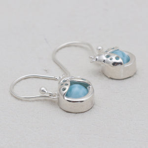 925 Sterling Silver Designer Larimar Earrings