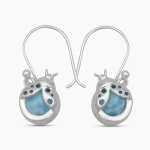 925 Sterling Silver Designer Larimar Earrings