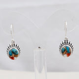 Natural Spiny Oyster Turquoise Silver Earrings