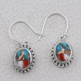 Natural Spiny Oyster Turquoise Silver Earrings