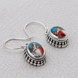 Natural Spiny Oyster Turquoise Silver Earrings