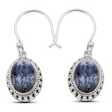 Natural Dendrite Opal Silver Earrings