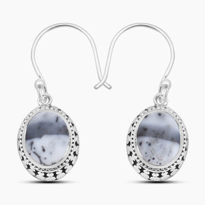 Dendritic Opal Silver Earrings