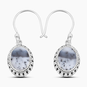 Dendritic Opal Silver Earrings