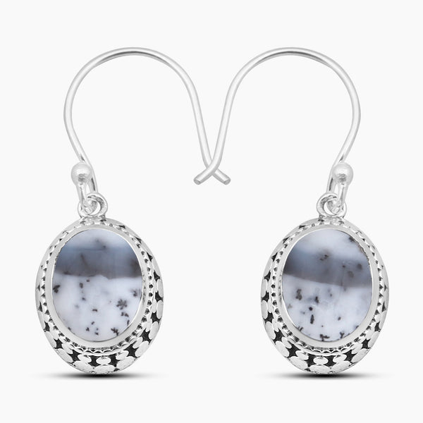 Dendritic Opal Silver Earrings