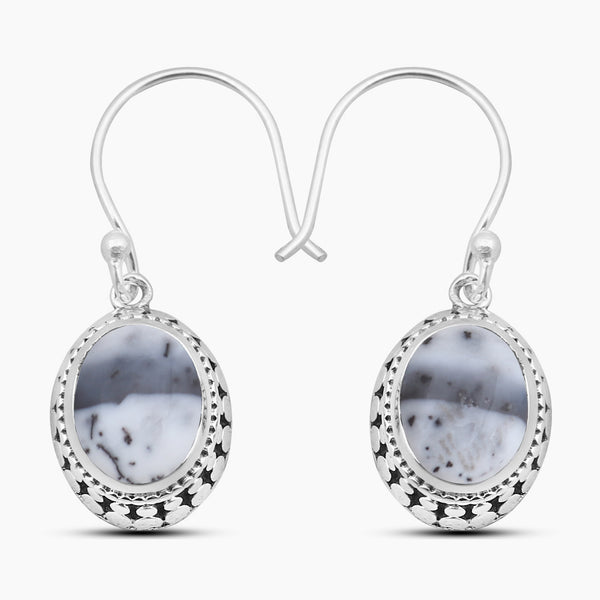 Dendritic Opal Silver Earrings