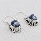 Natural Dendrite Opal Silver Earrings