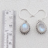 Rainbow Moonstone Silver Earrings
