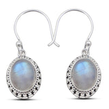 Natural Dendrite Opal Silver Earrings