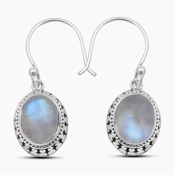 Rainbow Moonstone Silver Earrings