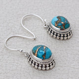 Natural Spiny Oyster Turquoise Silver Earrings