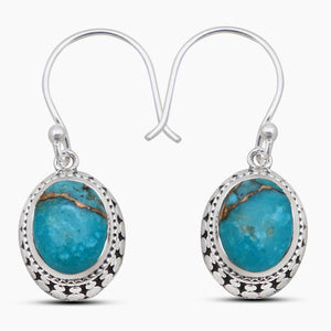 925 Silver Blue Copper Turquoise Earrings