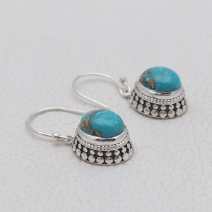 925 Silver Blue Copper Turquoise Earrings