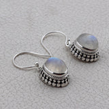 Rainbow Moonstone Silver Earrings