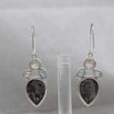 Natural Crystal Druzy Silver Earrings