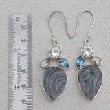 Natural Crystal Druzy Silver Earrings