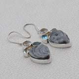 Natural Crystal Druzy Silver Earrings