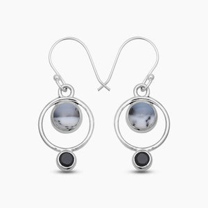 925 Silver Dendritic Opal Earrings