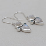 Rainbow Moonstone & Blue Topaz Silver Earrings