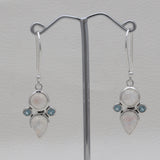 Rainbow Moonstone & Blue Topaz Silver Earrings