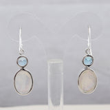 Rainbow Moonstone & Blue Topaz Silver Earrings