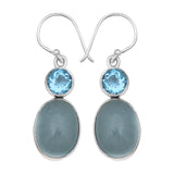 Larimar & Blue Topaz Silver Earrings