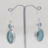 Rainbow Moonstone & Blue Topaz Silver Earrings