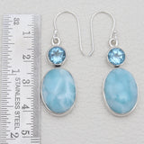 Rainbow Moonstone & Blue Topaz Silver Earrings