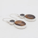 Tiger Eye & Smoky Quartz Silver Earrings