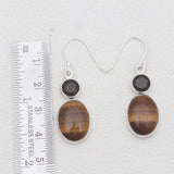 Tiger Eye & Smoky Quartz Silver Earrings