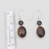 Tiger Eye & Smoky Quartz Silver Earrings