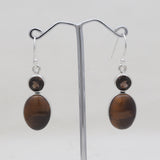 Tiger Eye & Smoky Quartz Silver Earrings