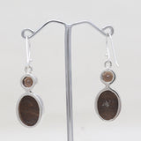 Tiger Eye & Smoky Quartz Silver Earrings