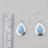 Natural Larimar Silver Earrings
