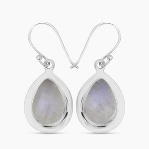 Natural Rainbow Moonstone Silver Earrings