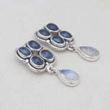 Tourmaline & Rainbow Moonstone Silver Earrings