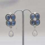 Tourmaline & Rainbow Moonstone Silver Earrings