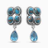 Blue Copper Turquoise Silver Earrings