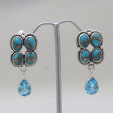 Blue Copper Turquoise Silver Earrings