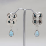 Blue Copper Turquoise Silver Earrings