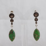 Green Copper Turquoise Silver Earrings