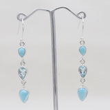 Larimar & Blue Topaz Silver Drop Earrings