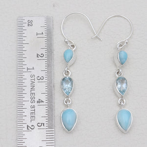 Larimar & Blue Topaz Silver Drop Earrings