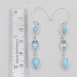 Larimar & Blue Topaz Silver Drop Earrings