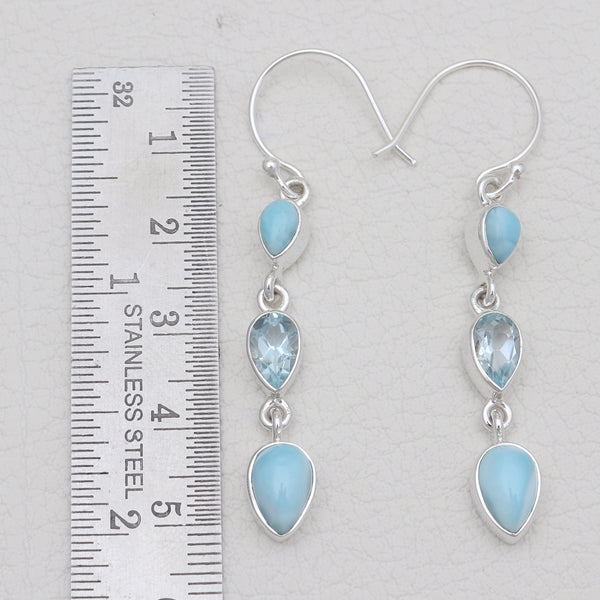 Larimar & Blue Topaz Silver Drop Earrings